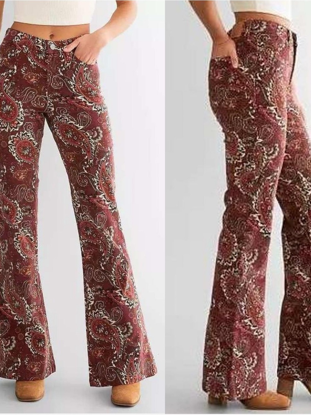 Sterling & Stitch  Paisley Corduroy Flare Pant
